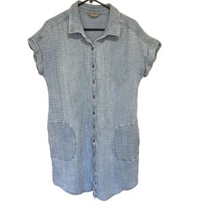 Womens Boho Gauze Cotton Button Up Shirt Dress XL Resort Travel Beach Vacation